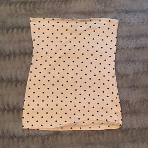 H&M cream and black polka dot tube top